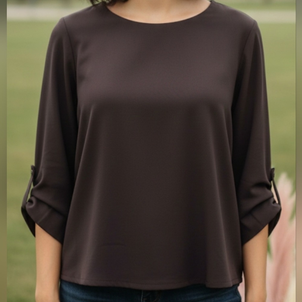 Zoey‎ & Leelo Women's Black 3/4 Sleeve Blouse  Size Plus 2X NWT